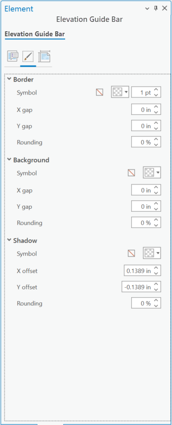 Element pane with the Display tab active and border, background, and shadow sections expanded Element pane with the Display tab active and border, background, and shadow sections expanded