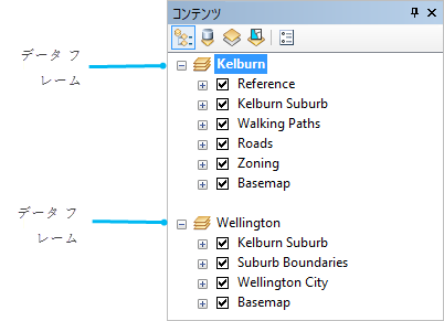 ArcMap のコンテンツ ウィンドウ ArcMap のコンテンツ ウィンドウ