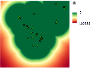 レクリエーション施設までのランク付けされた距離 レクリエーション施設までのランク付けされた距離