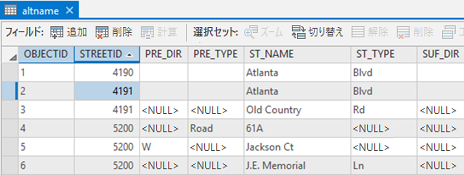 代替名テーブル 代替名テーブル