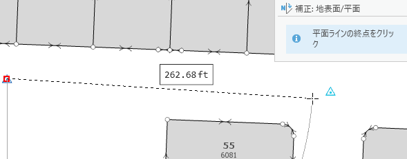 平面ラインの始点と終点をクリックします。 平面ラインの始点と終点をクリックします。