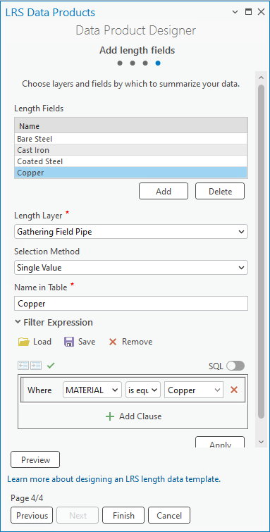 個別値は、対応する名前とフィルター式を使用して、長さフィールドとして追加されます。 個別値は、対応する名前とフィルター式を使用して、長さフィールドとして追加されます。