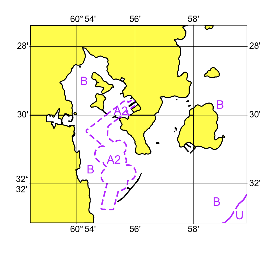 Zones of Confidence diagram for a nautical chart Zones of Confidence diagram for a nautical chart