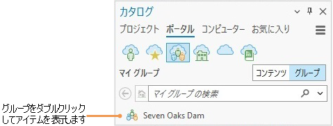 カタログ ウィンドウのマイ グループ内のグループのリスト カタログ ウィンドウのマイ グループ内のグループのリスト