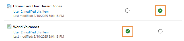 解決方法が異なる 2 つの競合が表示されたプロジェクトの競合ダイアログ ボックス 解決方法が異なる 2 つの競合が表示されたプロジェクトの競合ダイアログ ボックス