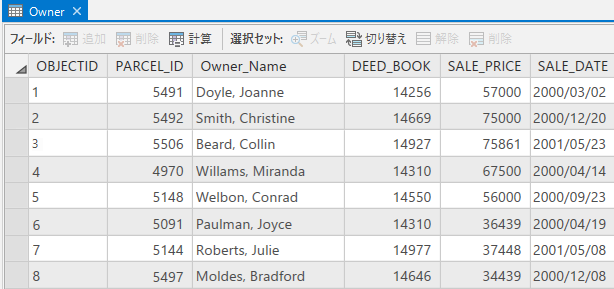 フィーチャクラス テーブル フィーチャクラス テーブル