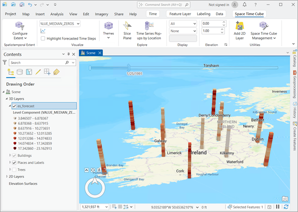 時空間キューブに適用されたレベル コンポーネント表示テーマ。 時空間キューブに適用されたレベル コンポーネント表示テーマ。