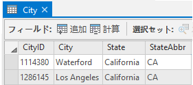 都市名を PointAddress データの欠落している都市名に結合するための結合 ID フィールドを備えた都市データ