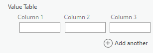 Value Table control with three horizontal columns