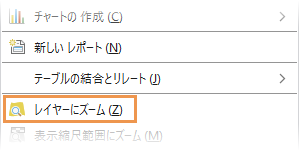 ショートカット メニューのレイヤーにズーム コマンド