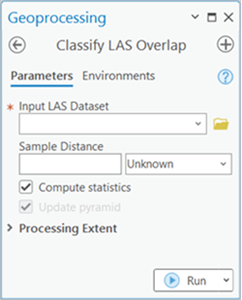 LAS オーバーラップの分類ツールのダイアログ ボックス