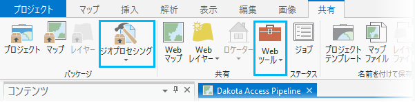 ジオプロセシング パッケージまたは Web ツールとして共有します。