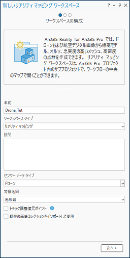 新しいリアリティ マッピング ワークスペース ウィザード