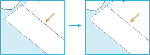Before and after using the Suppress symbol effect to hide a portion of an overlapping line
