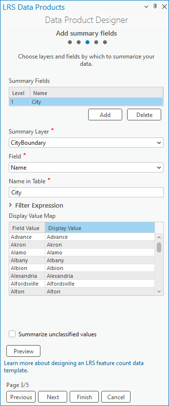 フィーチャ カウント データ プロダクトに含まれるサマリー フィールドを追加する