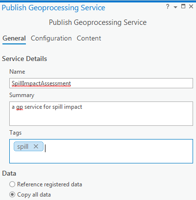 Publishing a geoprocessing service Publishing a geoprocessing service