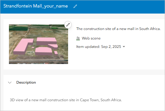 Item details page for the web scene Item details page for the web scene