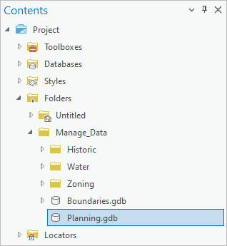 Contents pane of the catalog view Contents pane of the catalog view