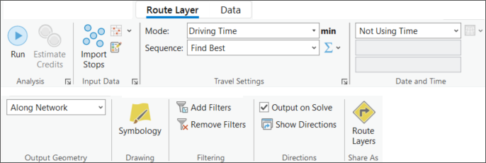 Route Layer tab Route Layer tab