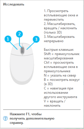 Всплывающая справка к инструменту Исследовать