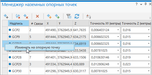 Заменить GCP на контрольную точку.