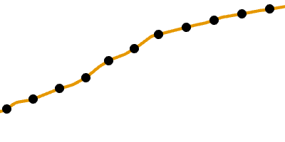 Маркеры по умолчанию на измеренных интервалах вдоль линейного объекта