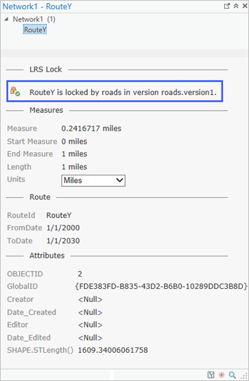 Identify Routes dialog box, LRS Lock section