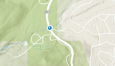 Маркер местоположения представляет местоположение устройства GNSS на карте.