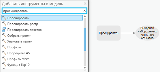 Добавление инструмента Проецировать