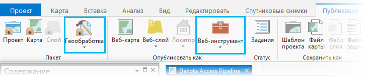 Опубликовать как пакет геообработки и веб-инструмент