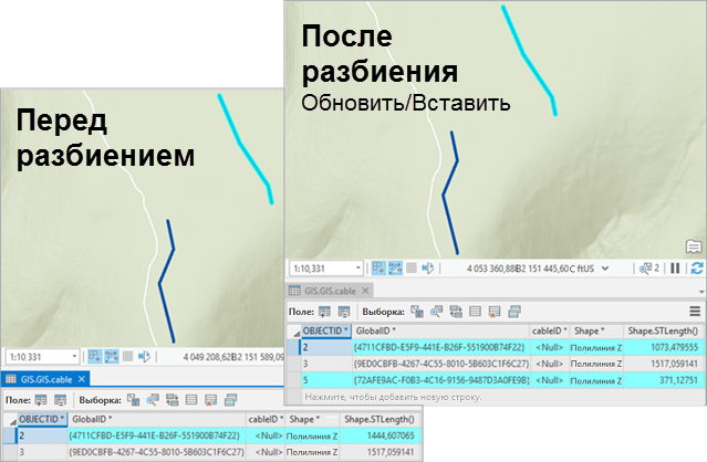 До и после использования модель разбиения Обновить/Вставить.