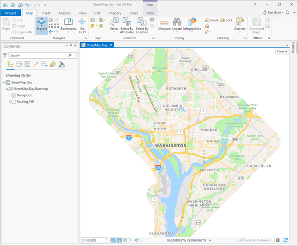 Карта StreetMap Day из пакета мобильных карт Вашингтона, округ Колумбия.