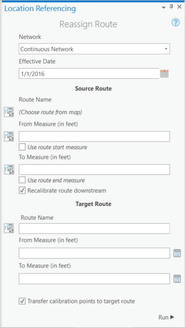 Reassign Route pane with autogenerated Route ID