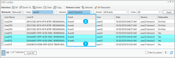 LRS Locks table, Event column