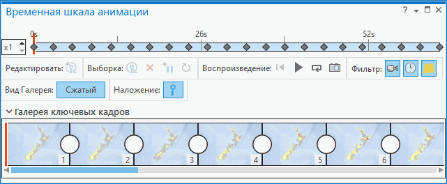 Кадры на панели Временная шкала анимации