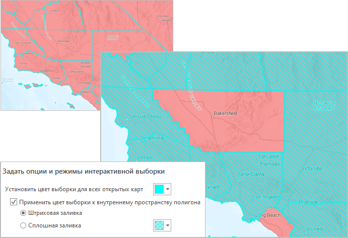 Две карты выбранных округов Калифорнии