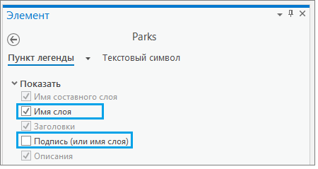 Панель Форматировать пункт легенды