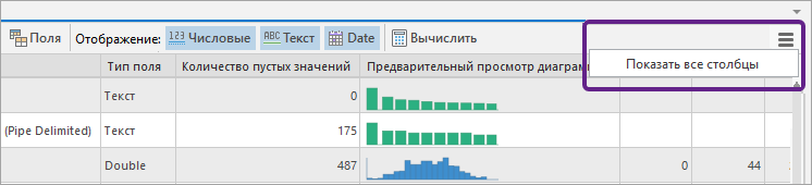 Опция Показать все столбцы