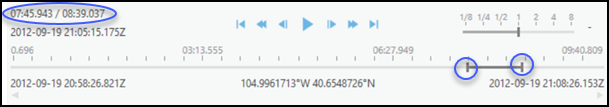 Position the start and end handles of the time slider to define the extents of your video clip to export.