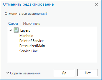 Отклонить изменения Слои