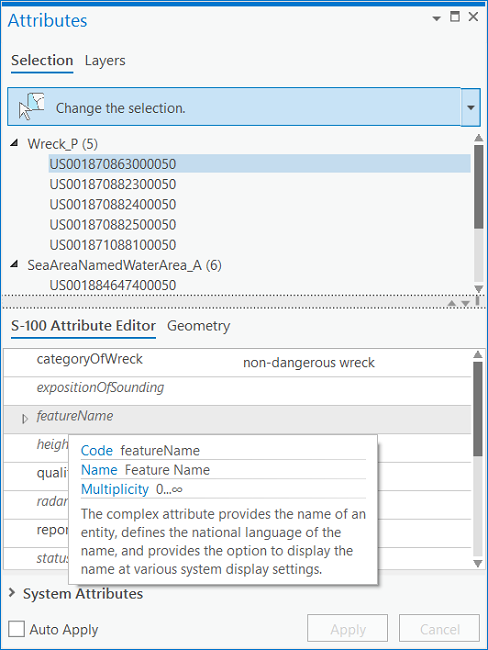 S-100 Attribute Editor with multiplicity ToolTip