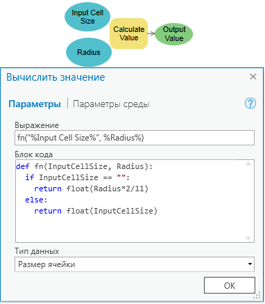 Использование переменной модели в инструменте Вычислить значение