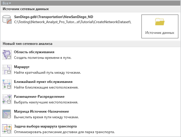 Будут созданы слои сетевого анализа с использованием локального набора сетевых данных.