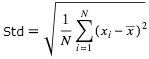 Формула средне-квадратичного отклонения