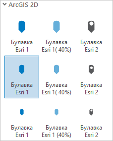 Символ Esri Pin на панели Символы