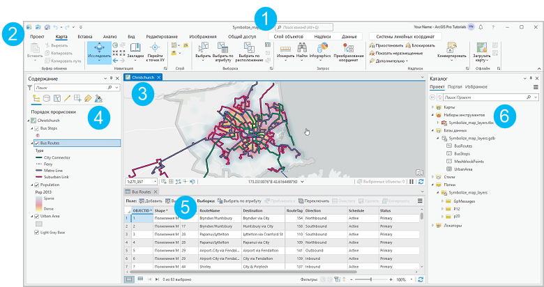 Пользовательский интерфейс ArcGIS Pro