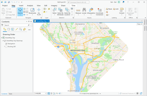 Карта StreetMap Day из пакета мобильных карт Вашингтона, округ Колумбия.