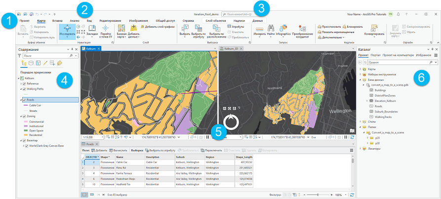 Пользовательский интерфейс ArcGIS Pro