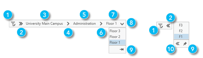 Схема элементов управления фильтром этажей на карте с учетом этажей