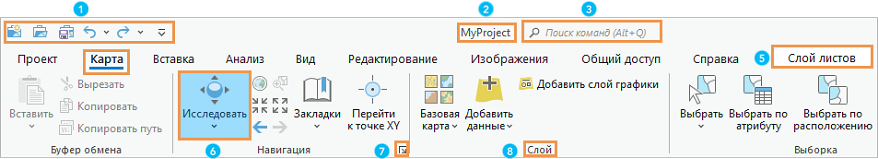 Лента ArcGIS Pro